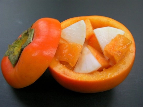 Persimmon and Japanese radish in sweet and sour sauce -Japanese food- (10)